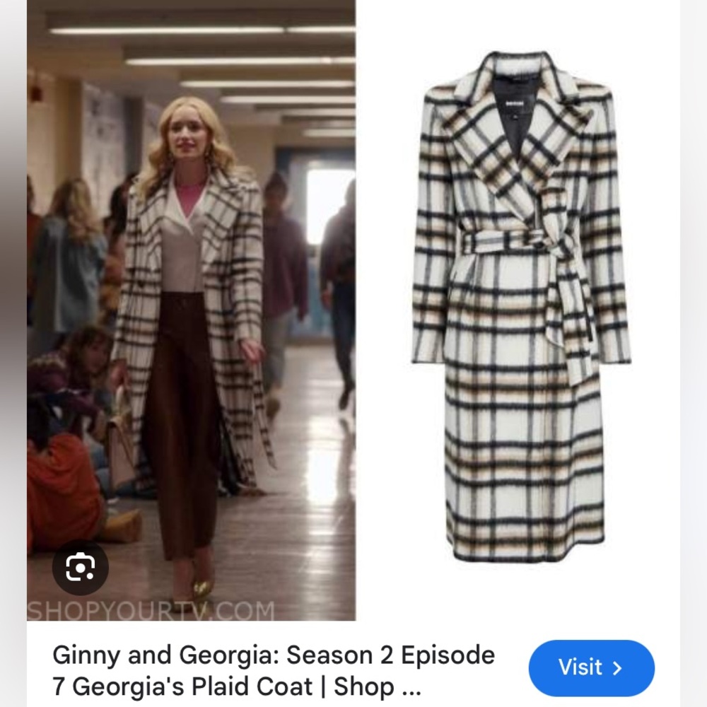 ♥️🥰❤️ MACKAGE SIENNA PLAID BELTED COAT SIZE L